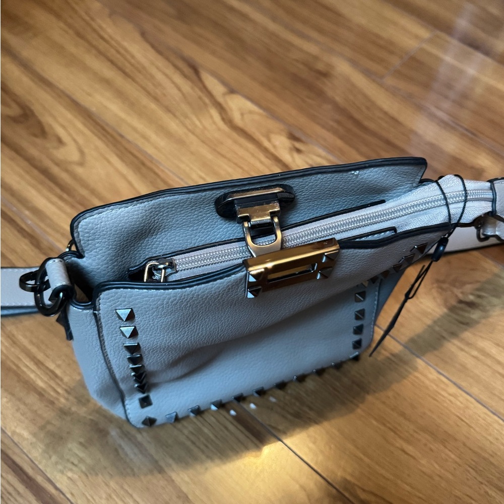 Mini Taupe Studded Vegan Crossbody - Picture 4 of 11